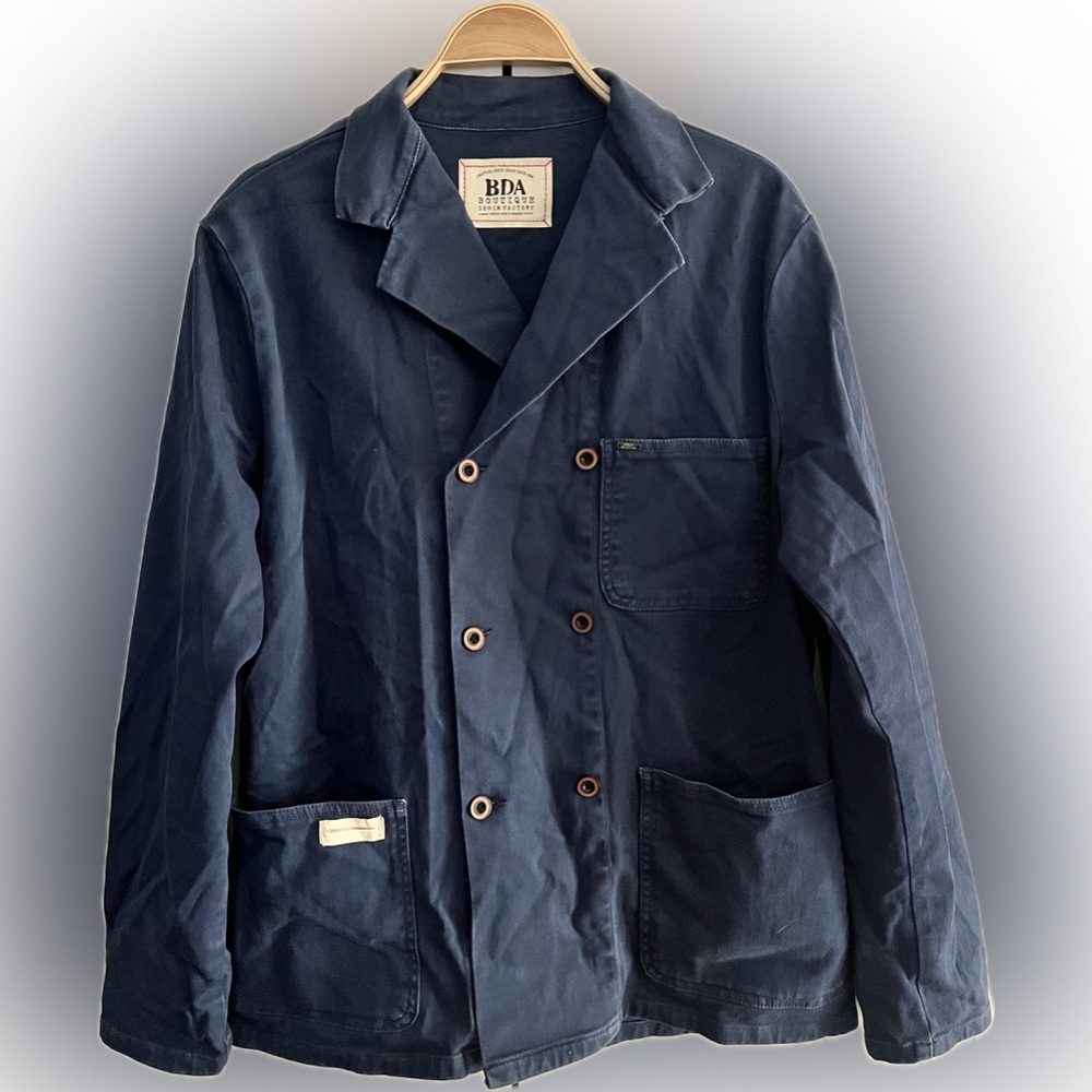 Navy Double-Breasted Lightweight Shirt Jacket French chore